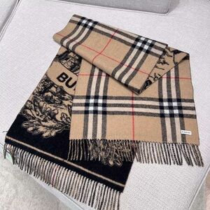 Burberry Beige and Black Checkered Scarf